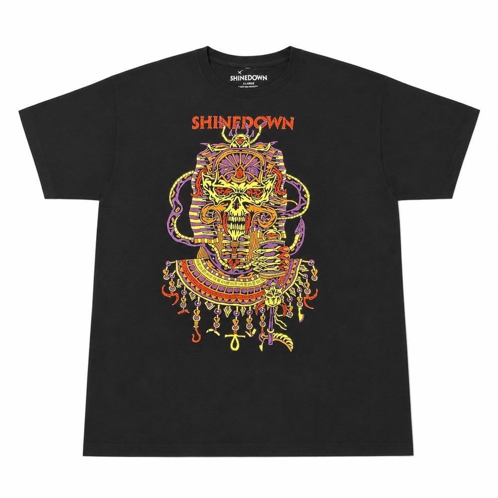 Shinedown Band T-Shirt Mens XL Black Egyptian Pharaoh Skull Graphic Concert Tee